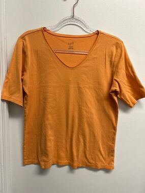 J. Jill Bright Orange Perfect Pima V-Neck Tee